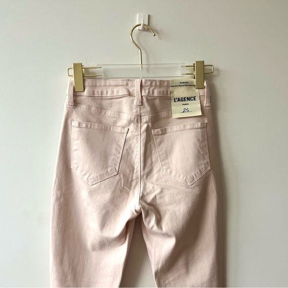 NWT L’AGENCE Margot High Rise Skinny Jeans In Quartz/Light Pink Destruct… - Picture 7 of 8